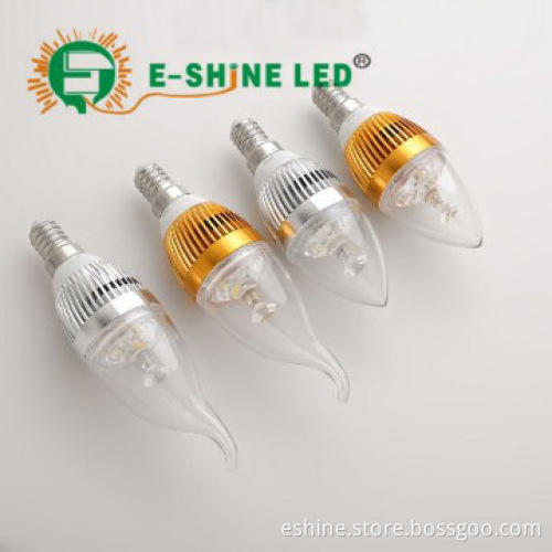 2014Hot sales1W 3W 5W Dimmable LED Candle Light Certificated E14/E27